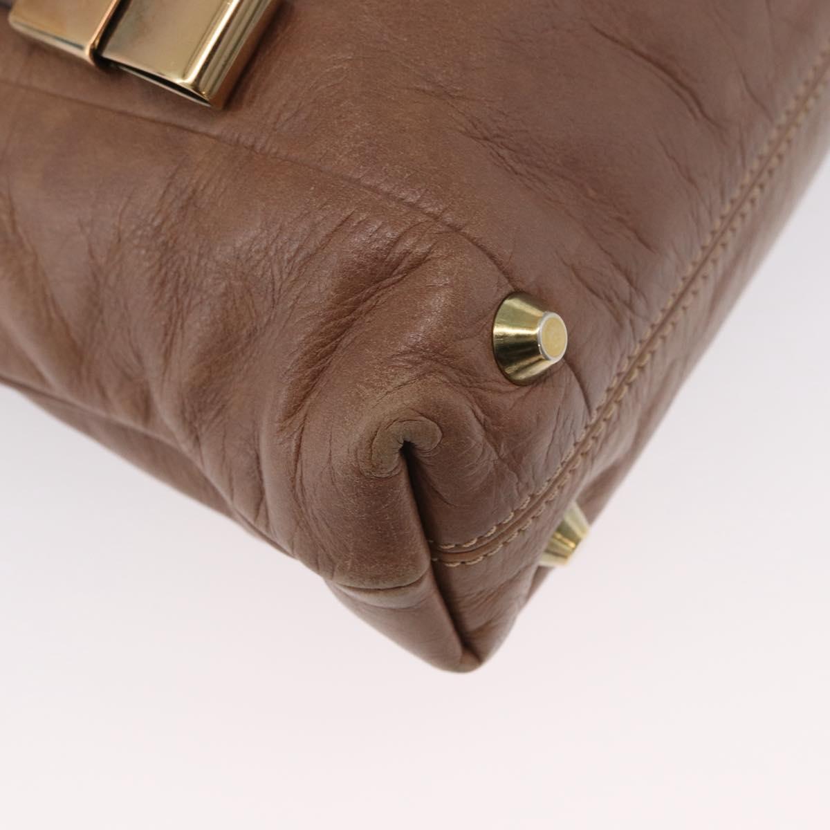 Chloe Victoria Hand Bag Leather 2way Brown Gold Auth BA10608