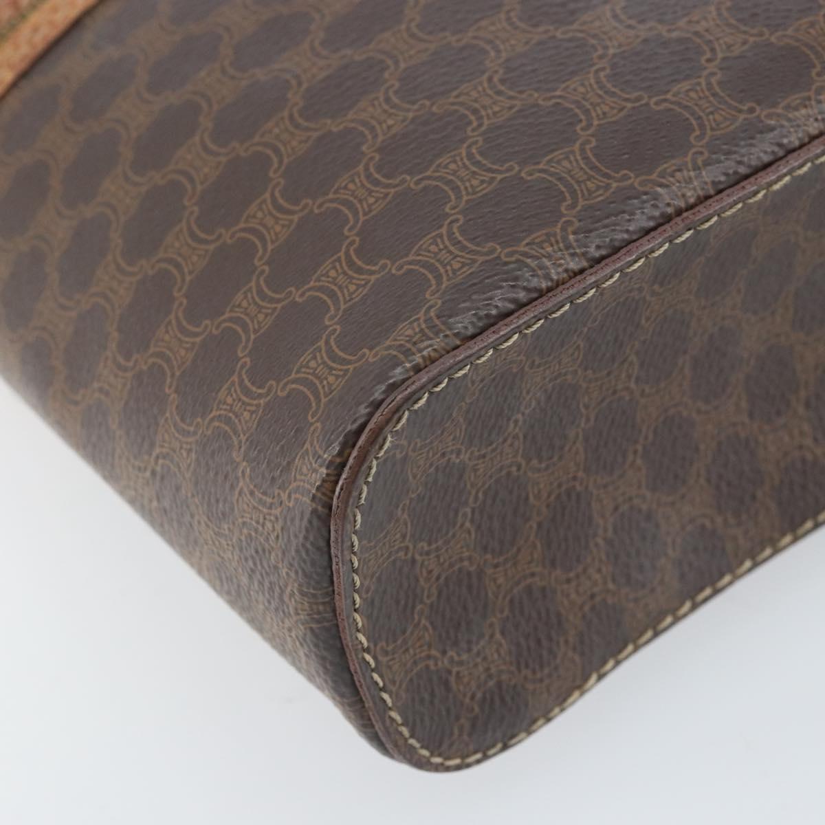 CELINE Macadam Canvas Hand Bag PVC Leather Brown Gold Auth BA10609