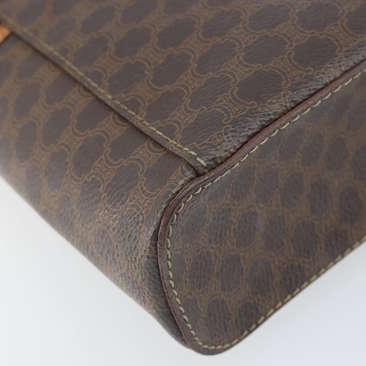CELINE Macadam Canvas Hand Bag PVC Leather Brown Gold Auth BA10609