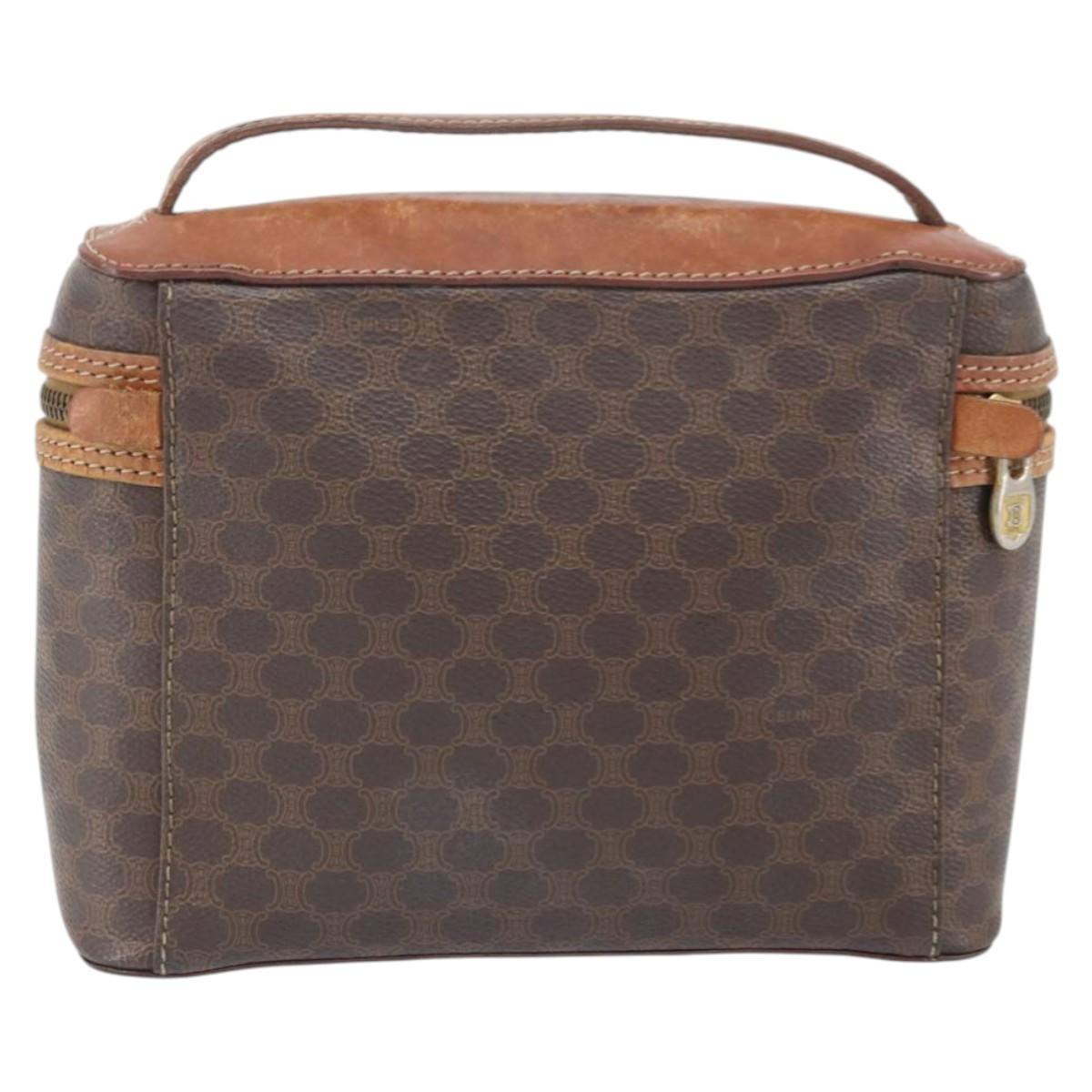 CELINE Macadam Canvas Hand Bag PVC Leather Brown Gold Auth BA10609
