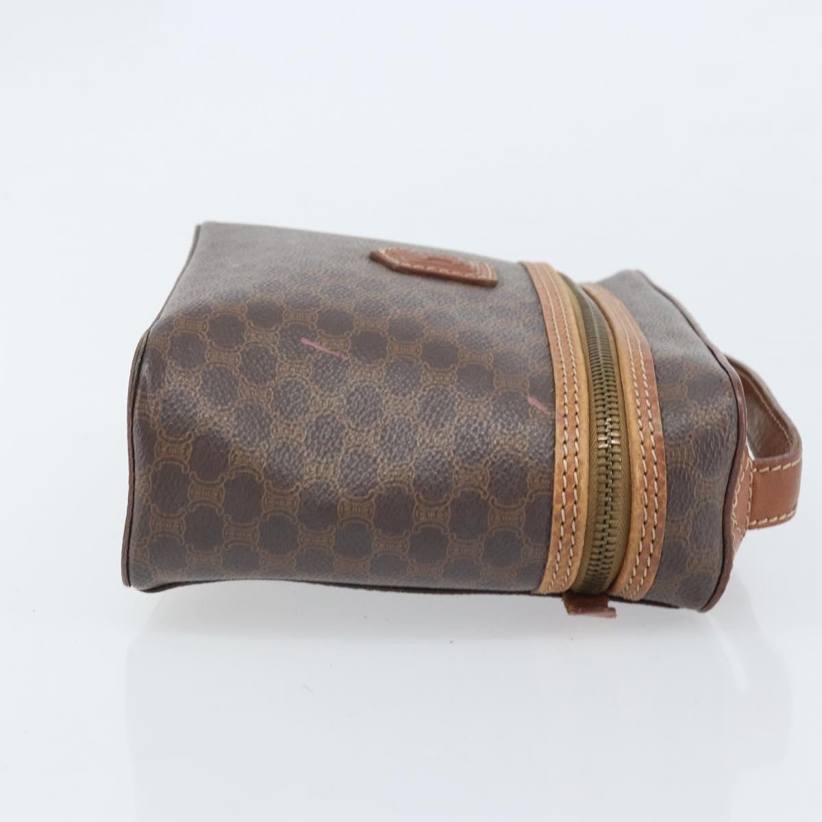 CELINE Macadam Canvas Hand Bag PVC Leather Brown Gold Auth BA10609