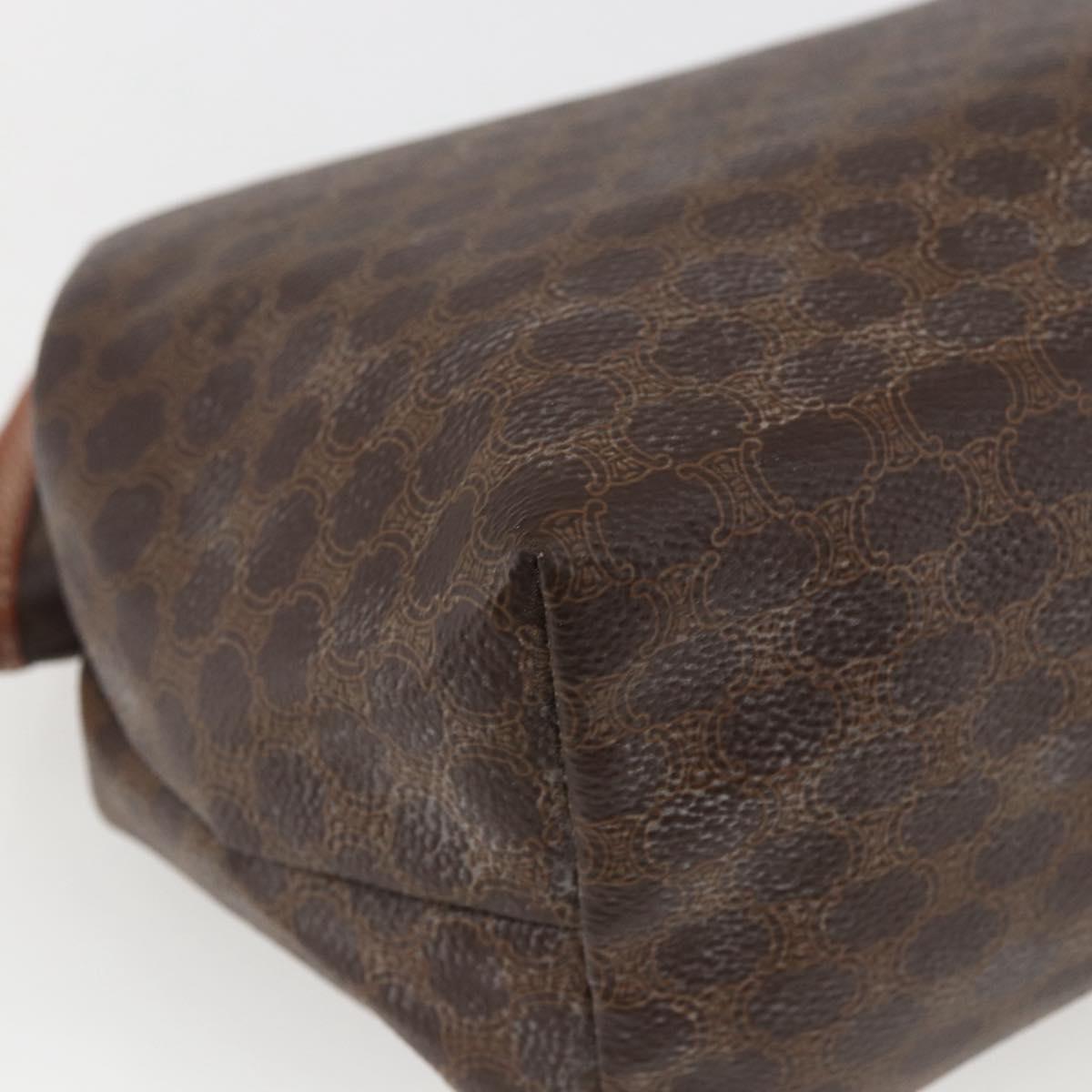CELINE Macadam Canvas Clutch Bag PVC Leather Brown Gold Auth BA10610