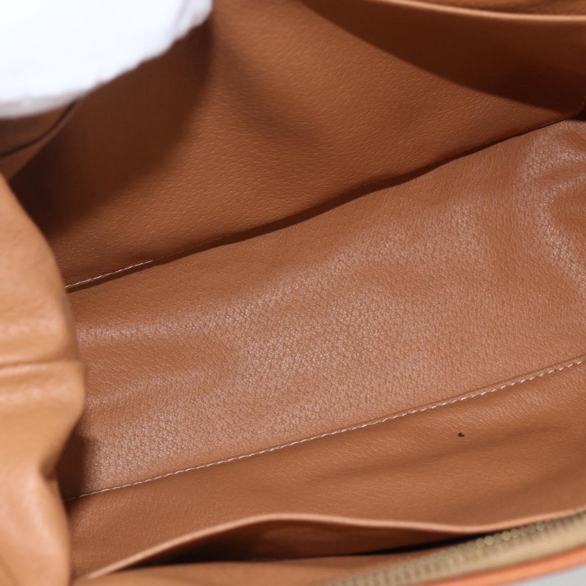 CELINE Macadam Canvas Clutch Bag PVC Leather Brown Gold Auth BA10610