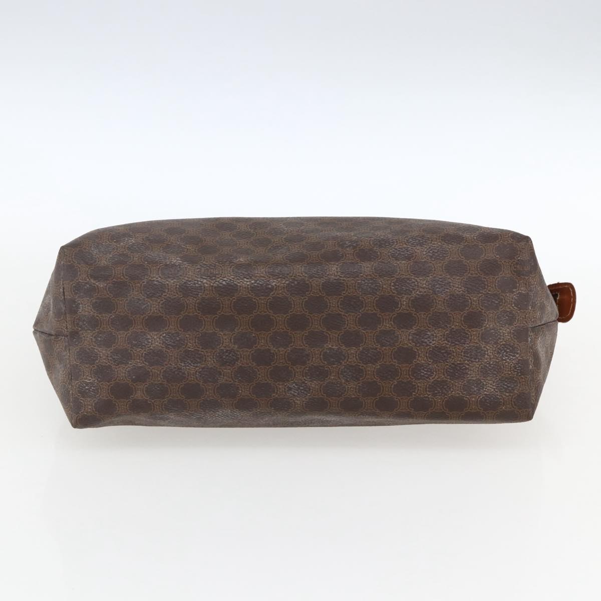 CELINE Macadam Canvas Clutch Bag PVC Leather Brown Gold Auth BA10610