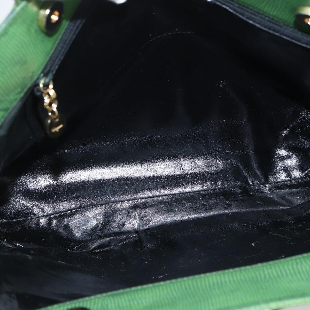 Salvatore Ferragamo Tote Bag Leather Green Gold Auth BA10613