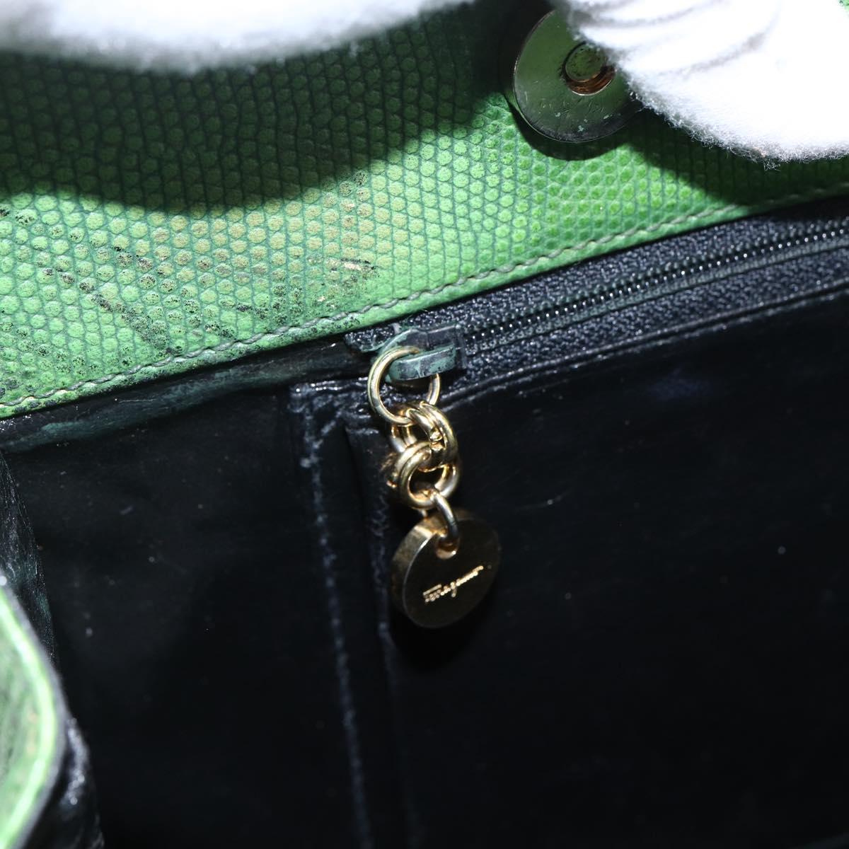 Salvatore Ferragamo Tote Bag Leather Green Gold Auth BA10613