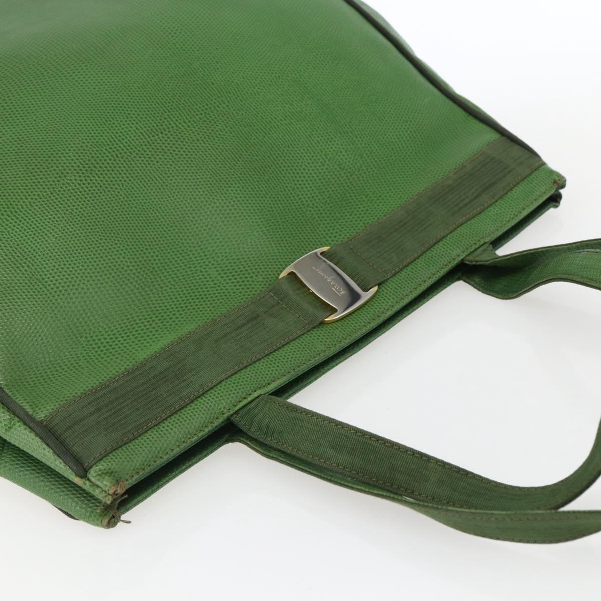 Salvatore Ferragamo Tote Bag Leather Green Gold Auth BA10613