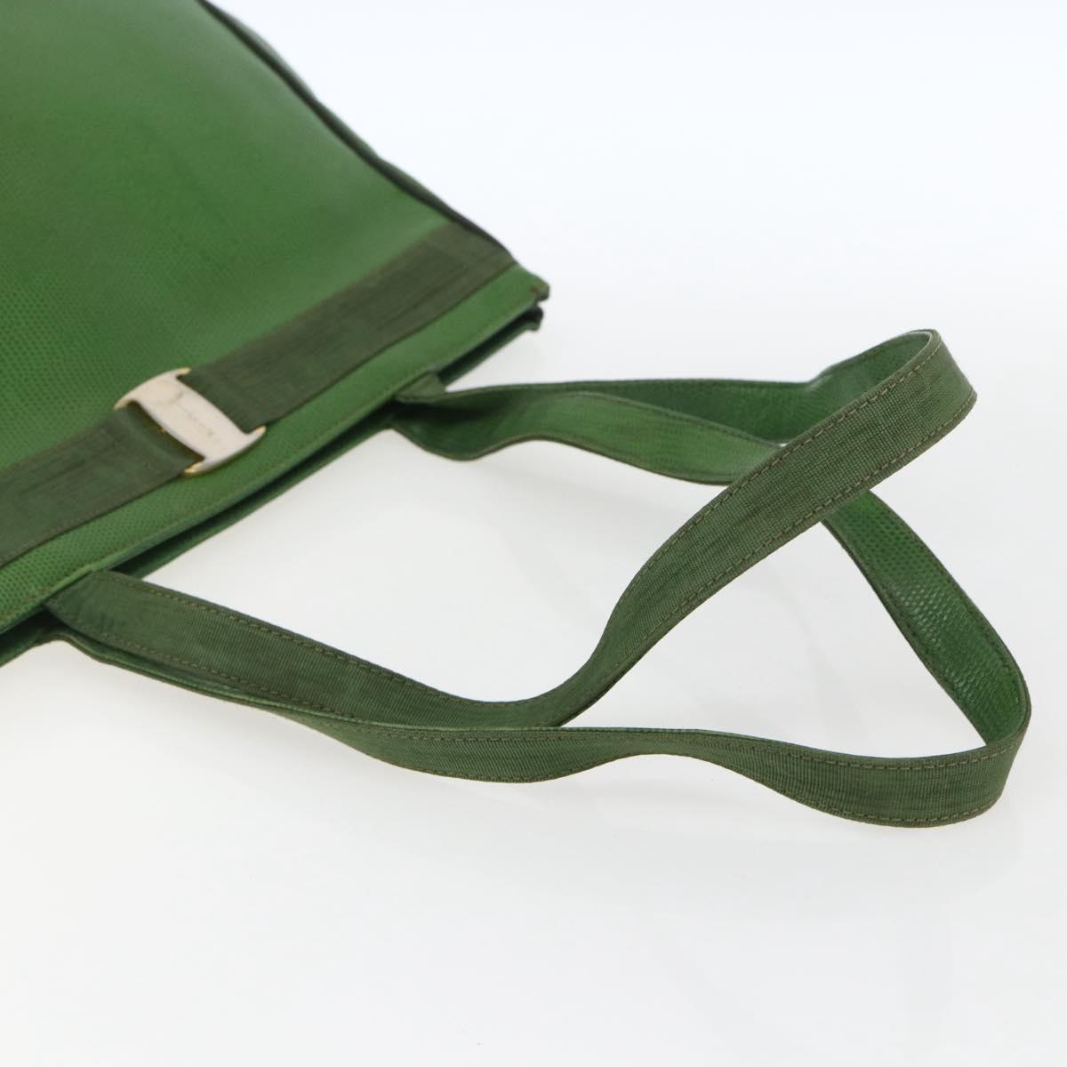 Salvatore Ferragamo Tote Bag Leather Green Gold Auth BA10613