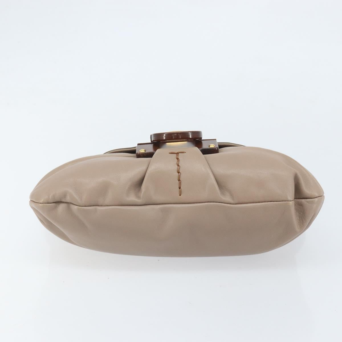 Salvatore Ferragamo Gancini Hand Bag Leather Beige Gold Auth BA10615