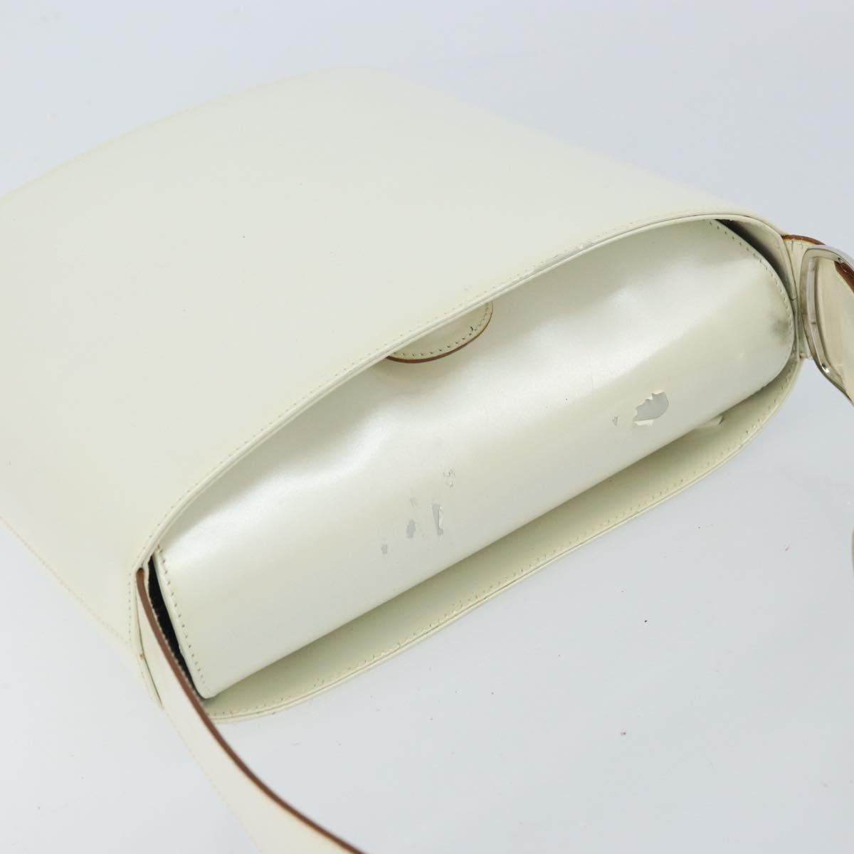 Salvatore Ferragamo Vala Shoulder Bag Leather White Silver Auth BA10620