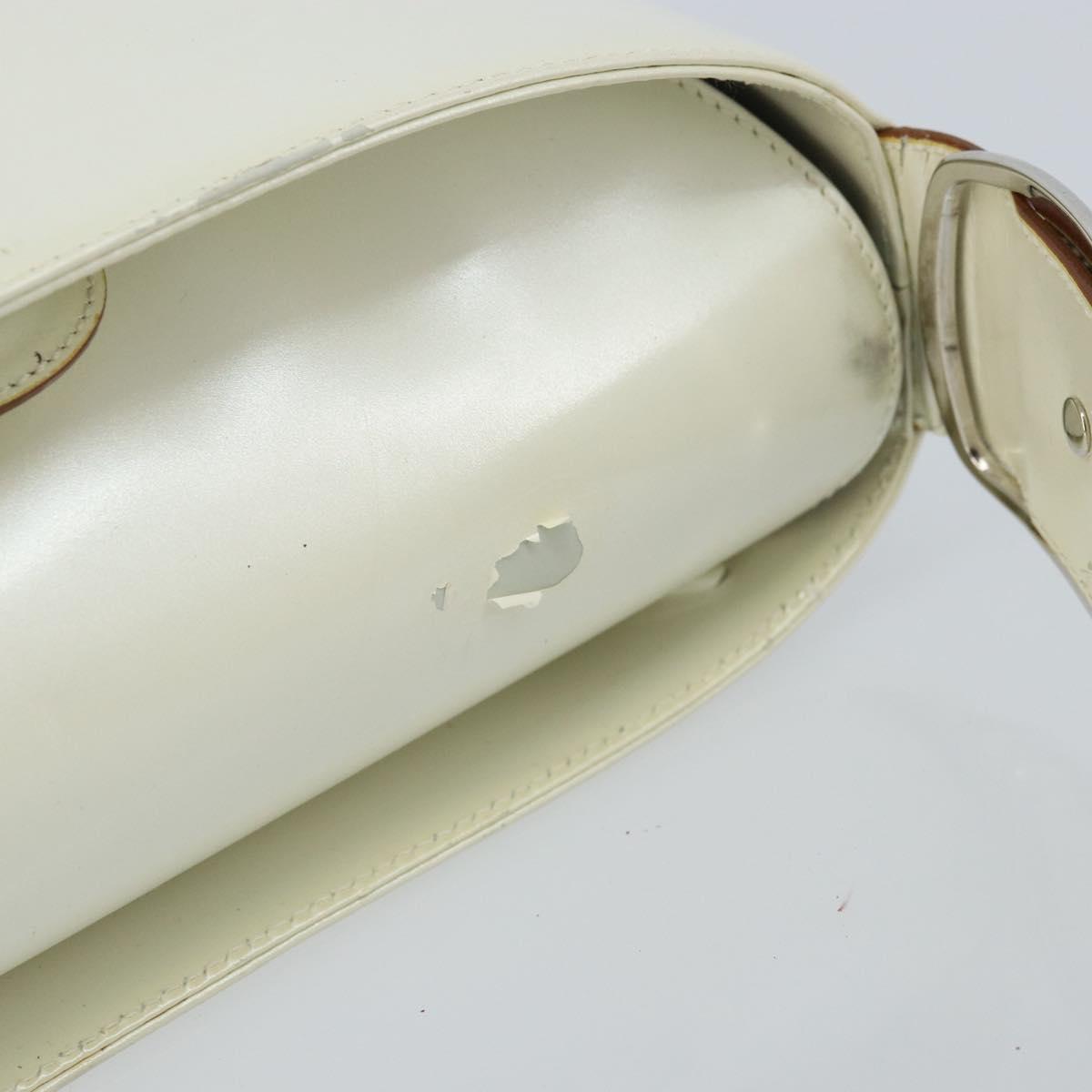 Salvatore Ferragamo Vala Shoulder Bag Leather White Silver Auth BA10620