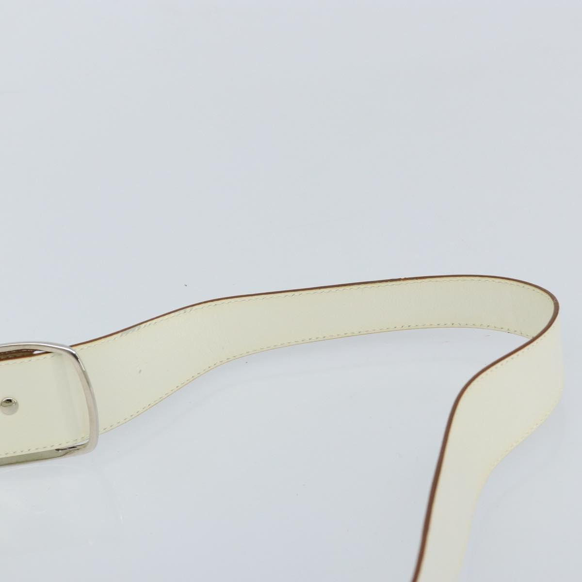 Salvatore Ferragamo Vala Shoulder Bag Leather White Silver Auth BA10620