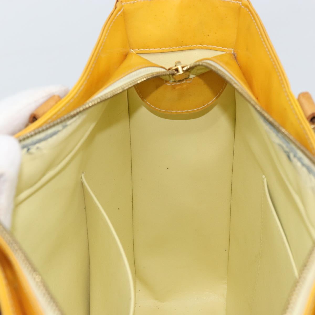 LOUIS VUITTON Monogram Vernis Columbus Tote Bag Lime Yellow M91047 Auth BA10623
