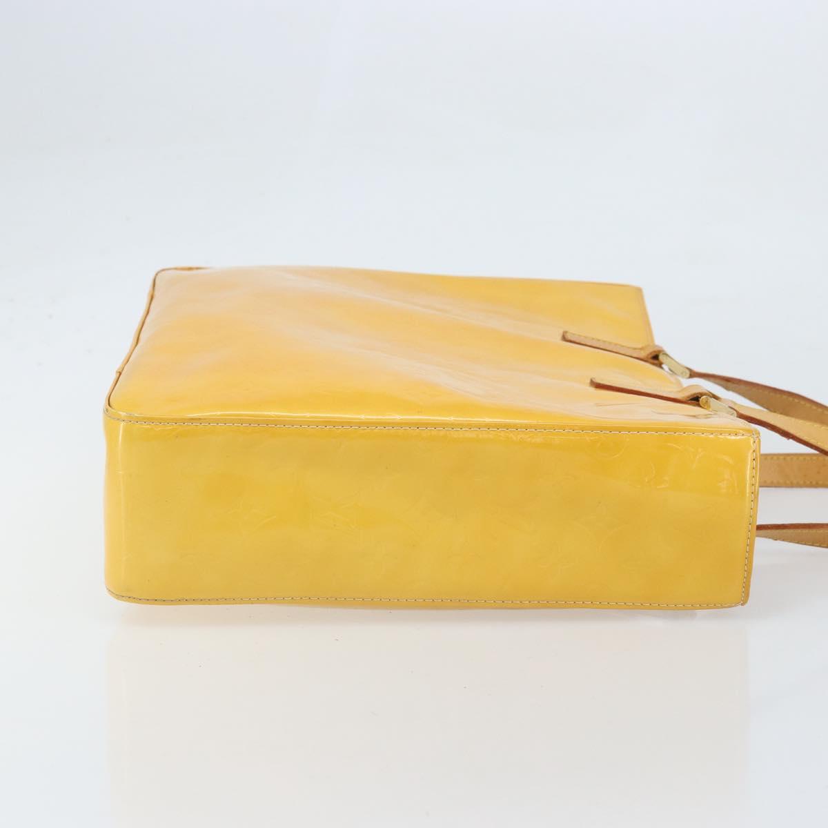 LOUIS VUITTON Monogram Vernis Columbus Tote Bag Lime Yellow M91047 Auth BA10623