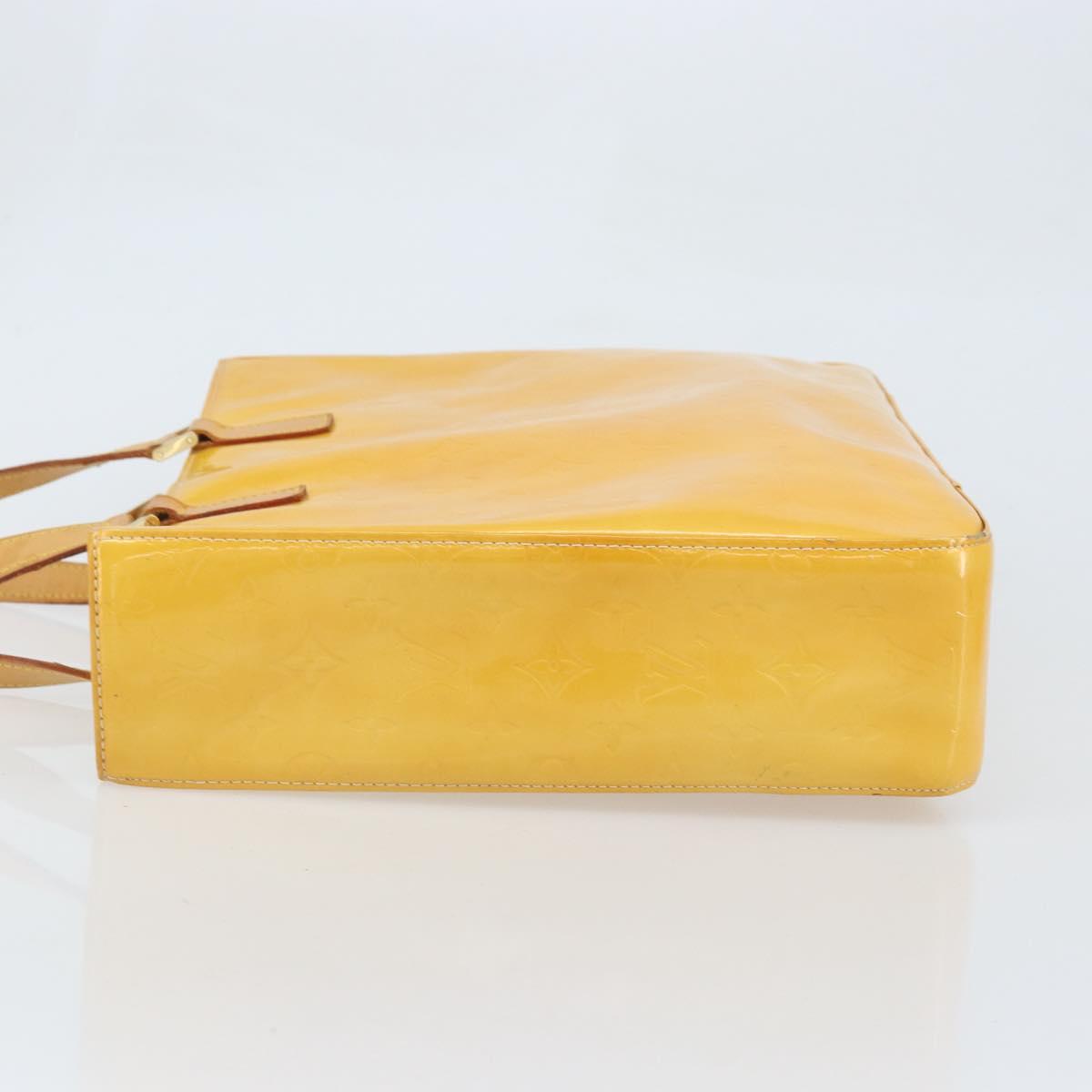 LOUIS VUITTON Monogram Vernis Columbus Tote Bag Lime Yellow M91047 Auth BA10623