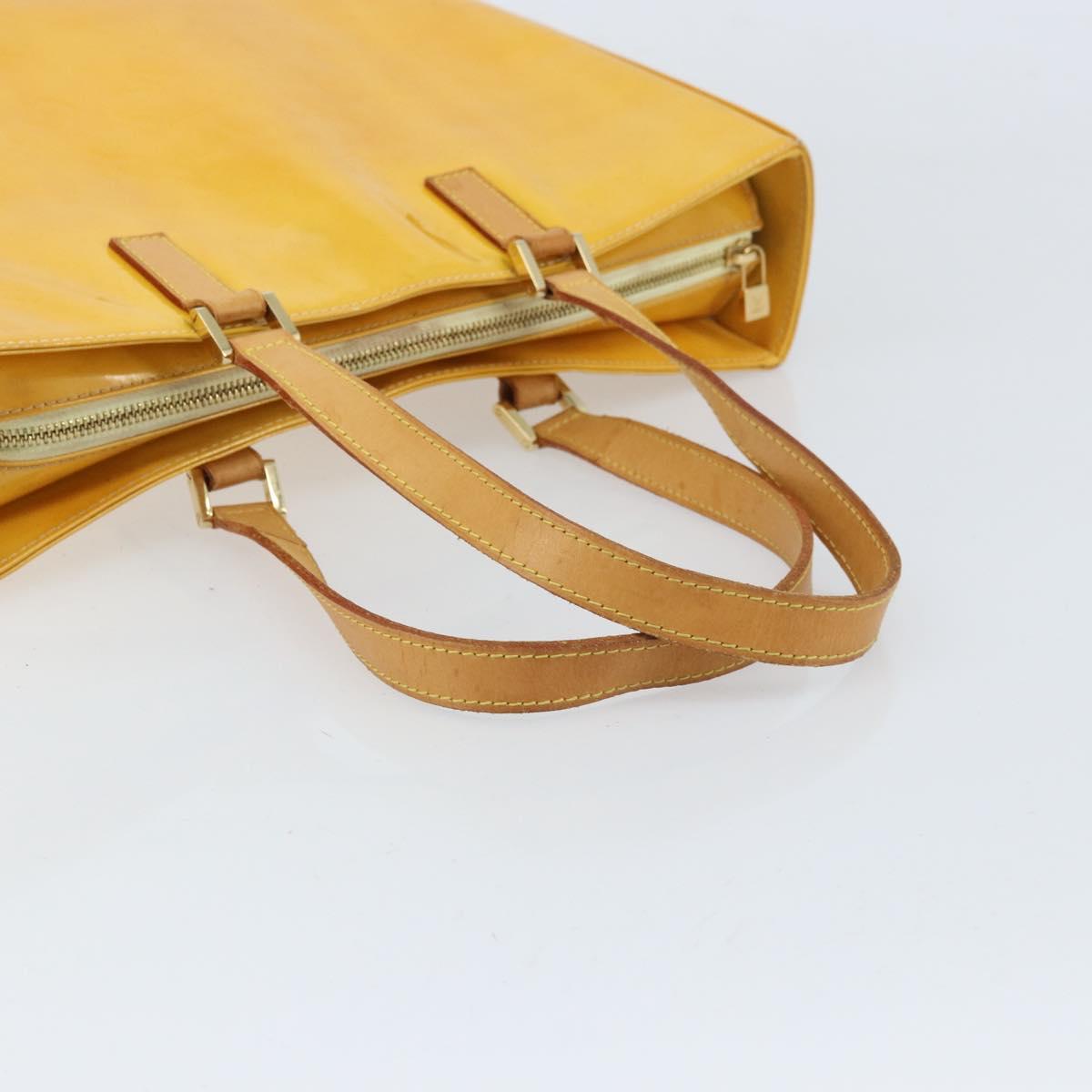LOUIS VUITTON Monogram Vernis Columbus Tote Bag Lime Yellow M91047 Auth BA10623