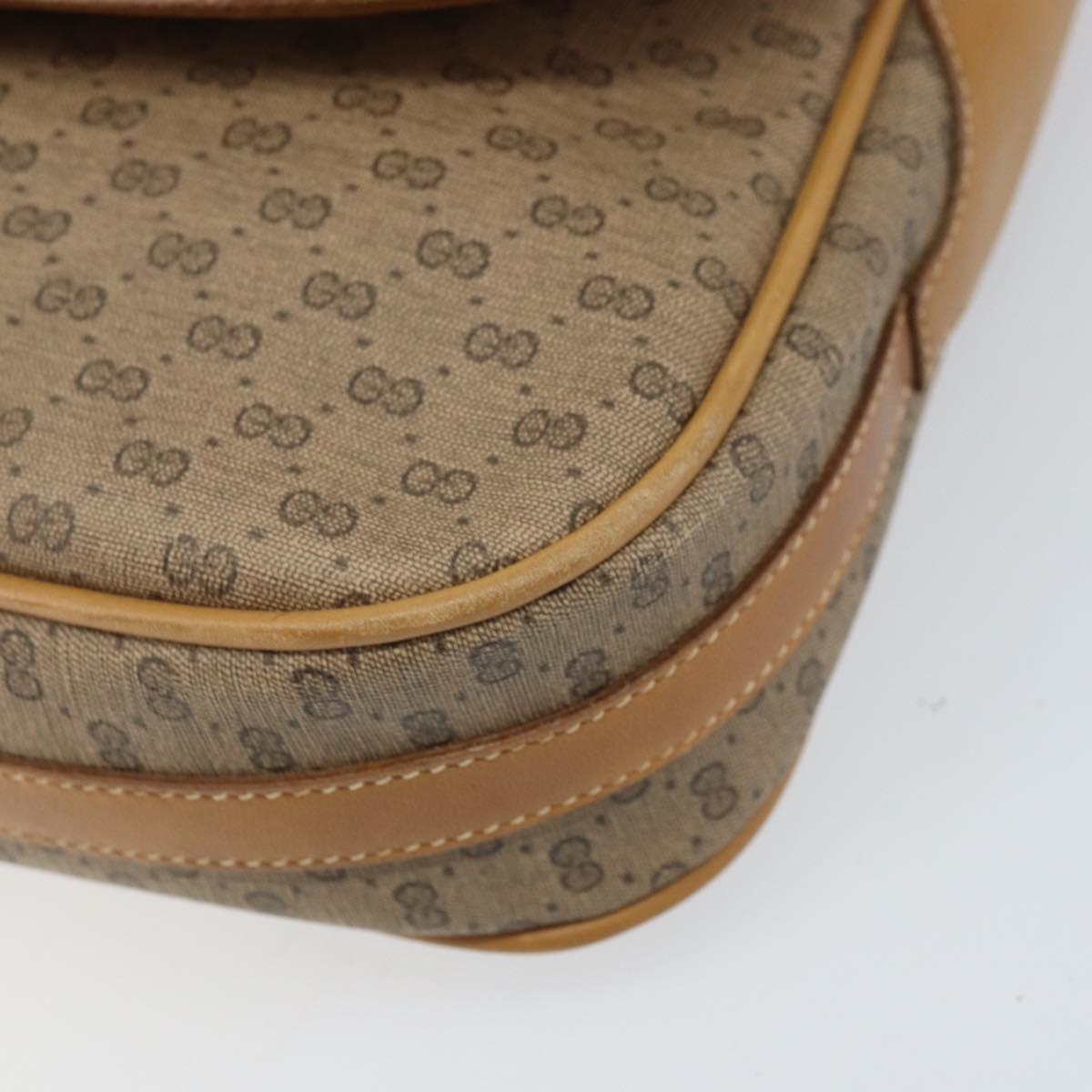 GUCCI Micro GG Supreme Web Sherry Line Shoulder Bag PVC Beige Gold Auth BA10628