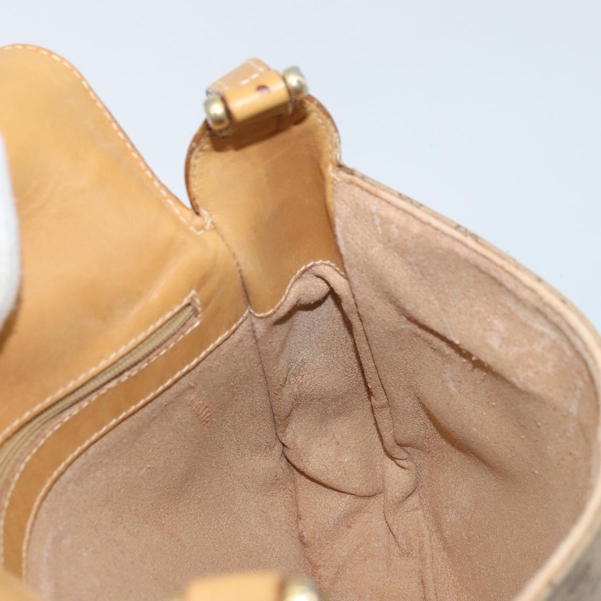GUCCI Micro GG Supreme Web Sherry Line Shoulder Bag PVC Beige Gold Auth BA10628