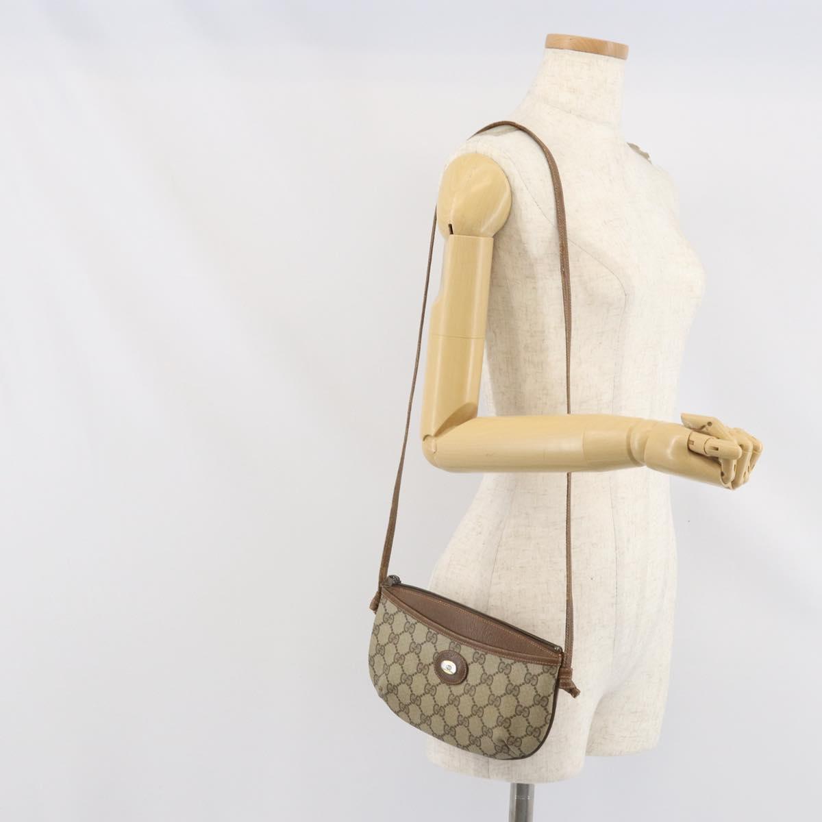 GUCCI GG Supreme Shoulder Bag PVC Beige Gold 904 02 020 Auth BA10634