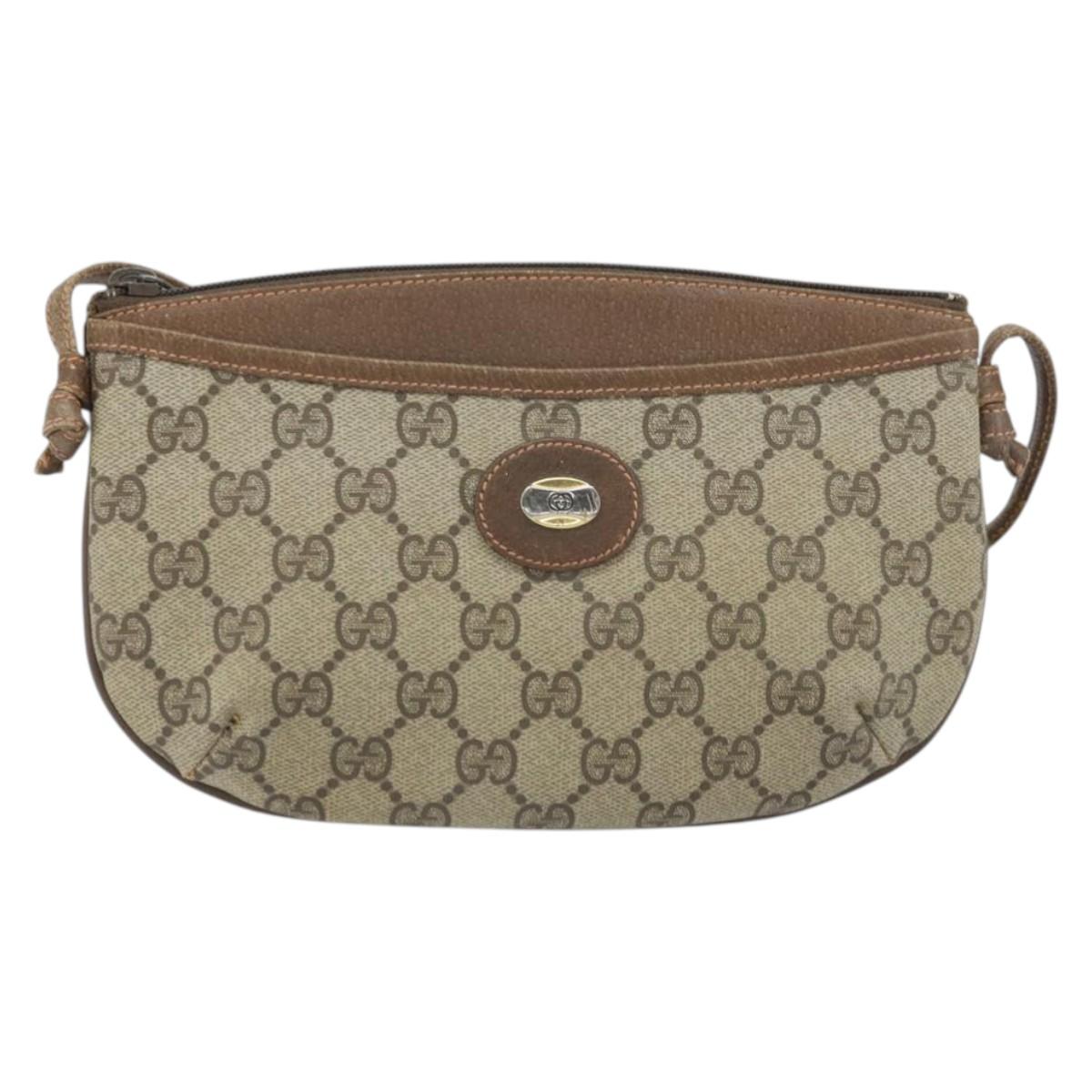 GUCCI GG Supreme Shoulder Bag PVC Beige Gold 904 02 020 Auth BA10634