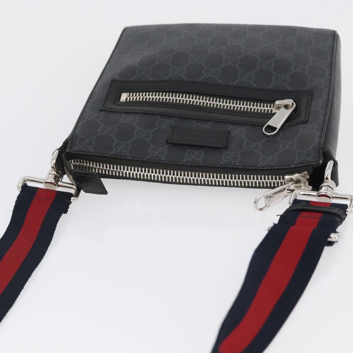 GUCCI GG Supreme Sherry Line Shoulder Bag PVC Black Silver 523599 Auth BA10640