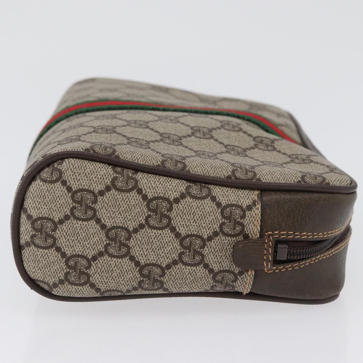 GUCCI GG Supreme Web Sherry Line Clutch Bag PVC Beige Gold 010 378 Auth BA10641