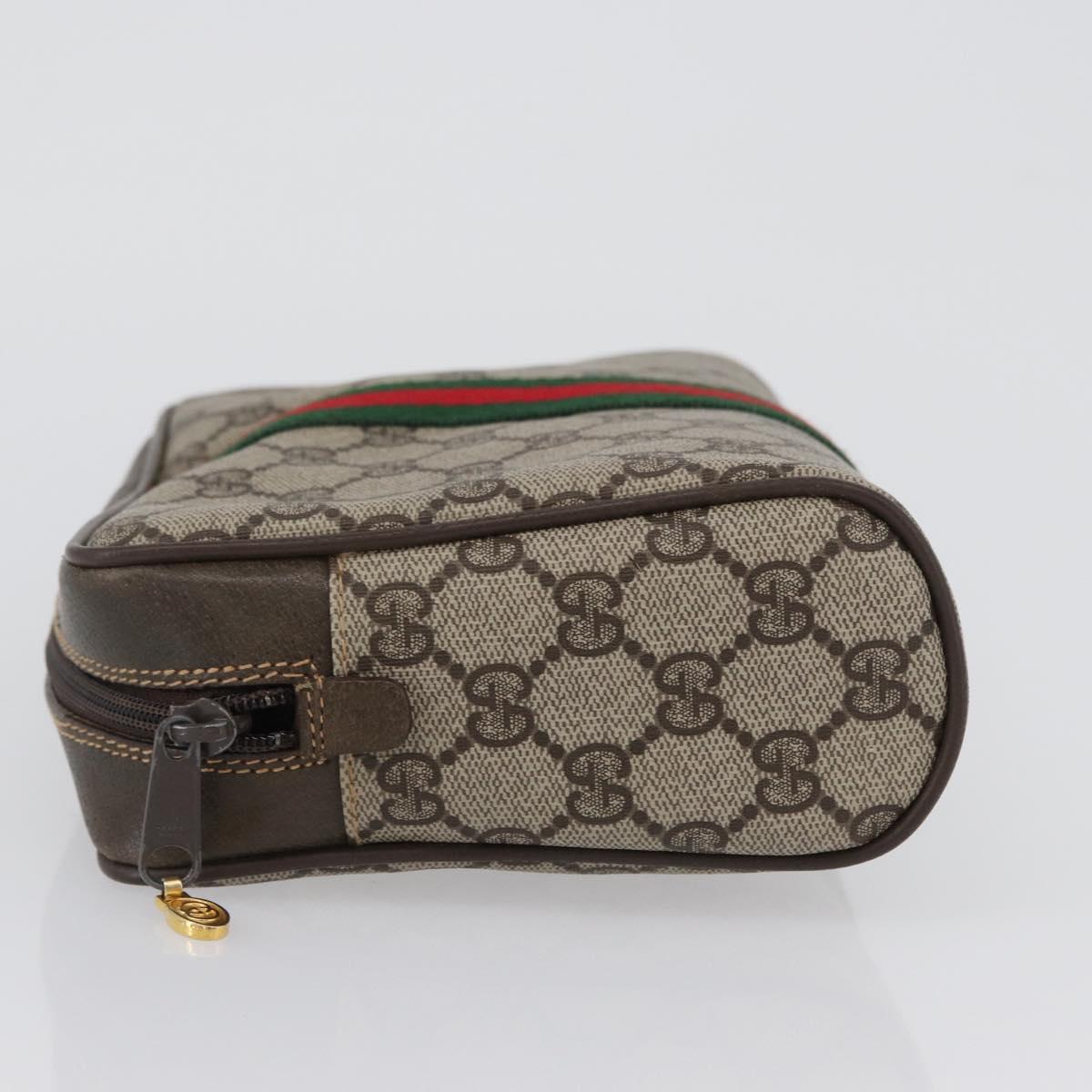 GUCCI GG Supreme Web Sherry Line Clutch Bag PVC Beige Gold 010 378 Auth BA10641