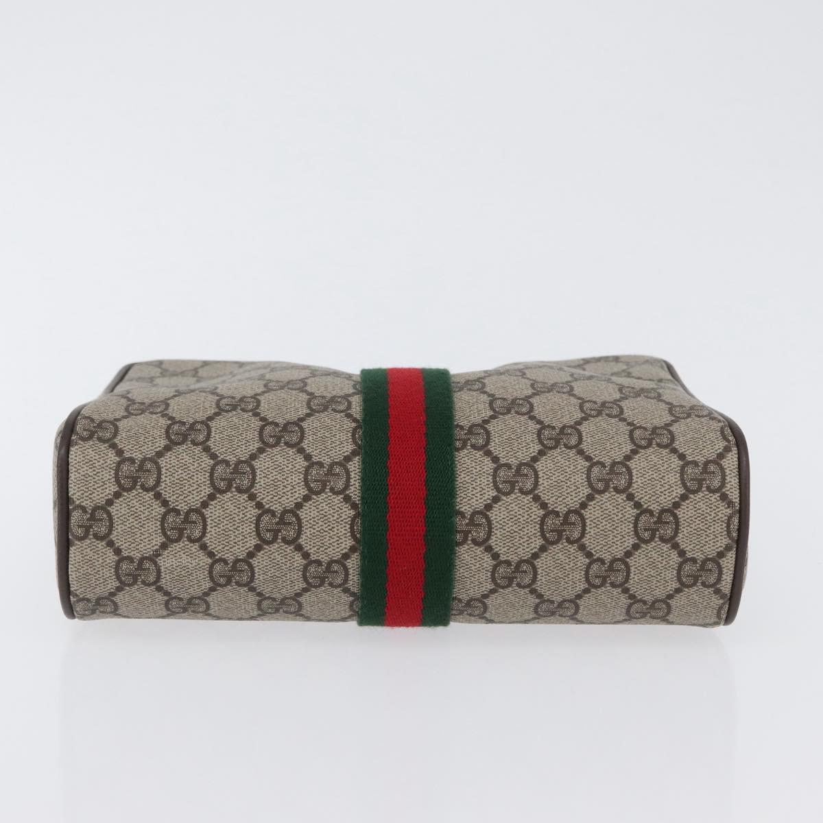 GUCCI GG Supreme Web Sherry Line Clutch Bag PVC Beige Gold 010 378 Auth BA10641