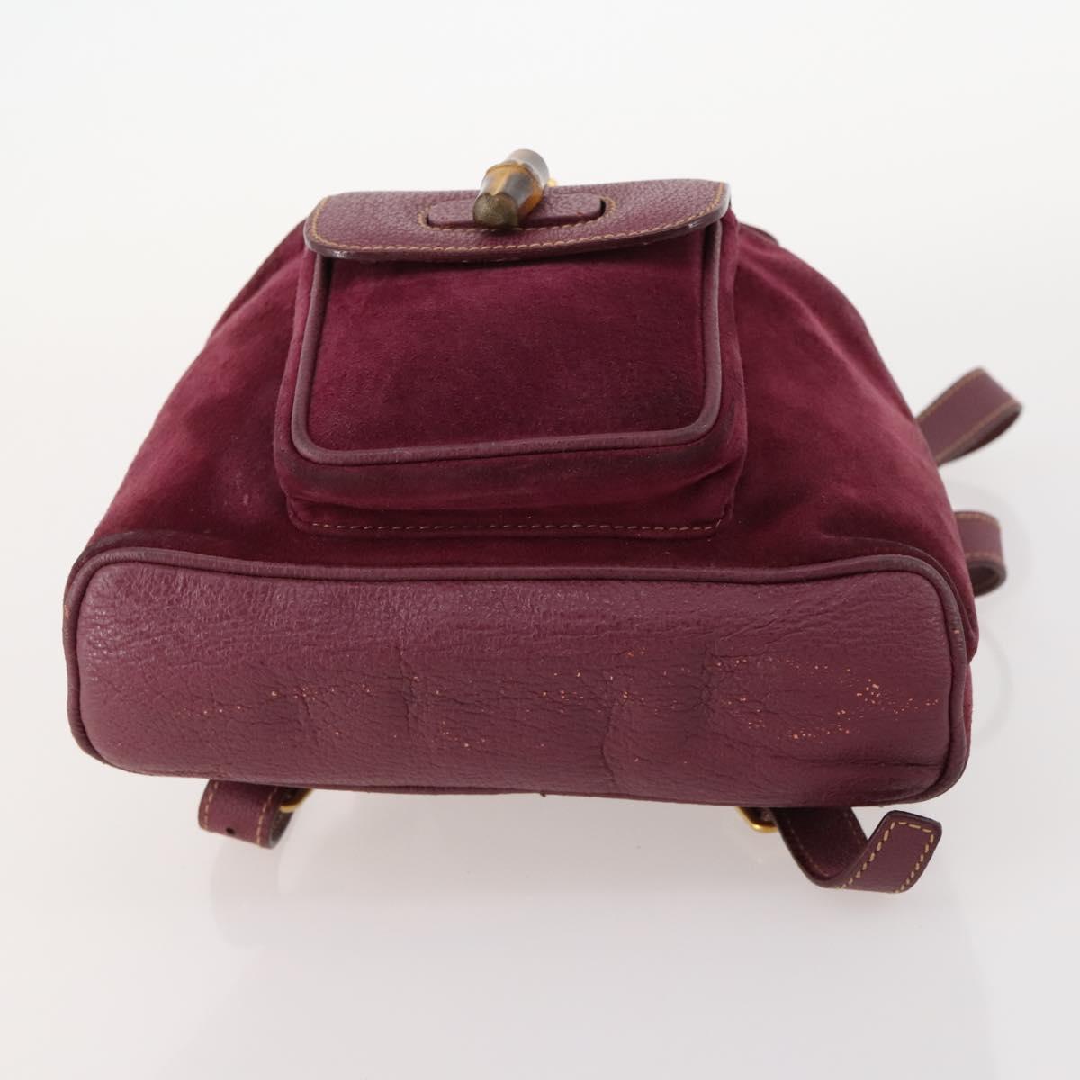 GUCCI Bamboo Backpack Suede Purple Gold 003 1705 0030 Auth BA10642