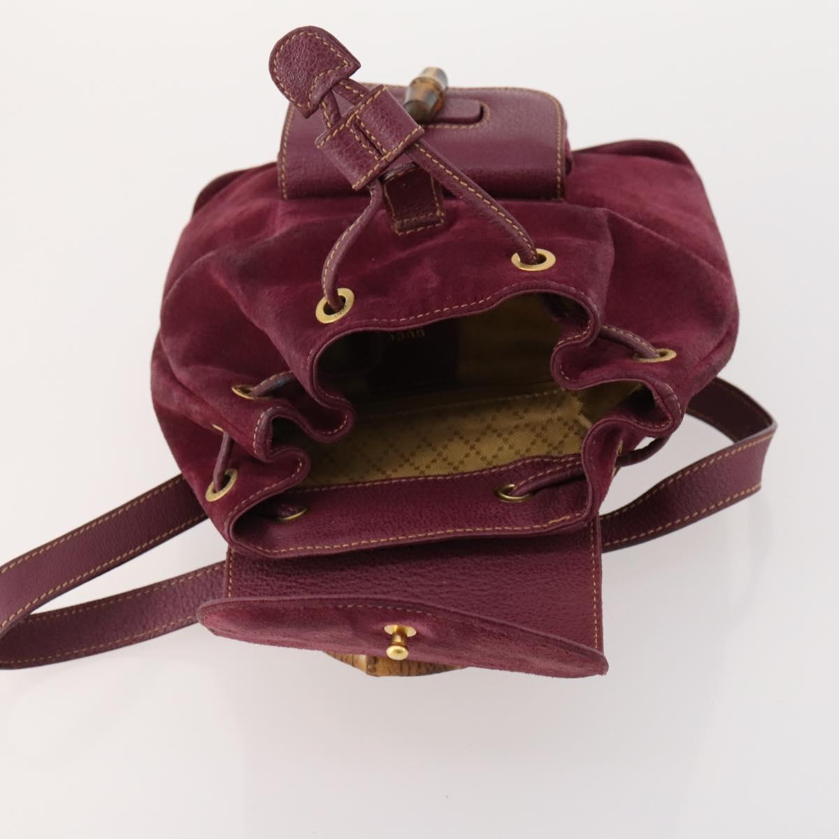 GUCCI Bamboo Backpack Suede Purple Gold 003 1705 0030 Auth BA10642