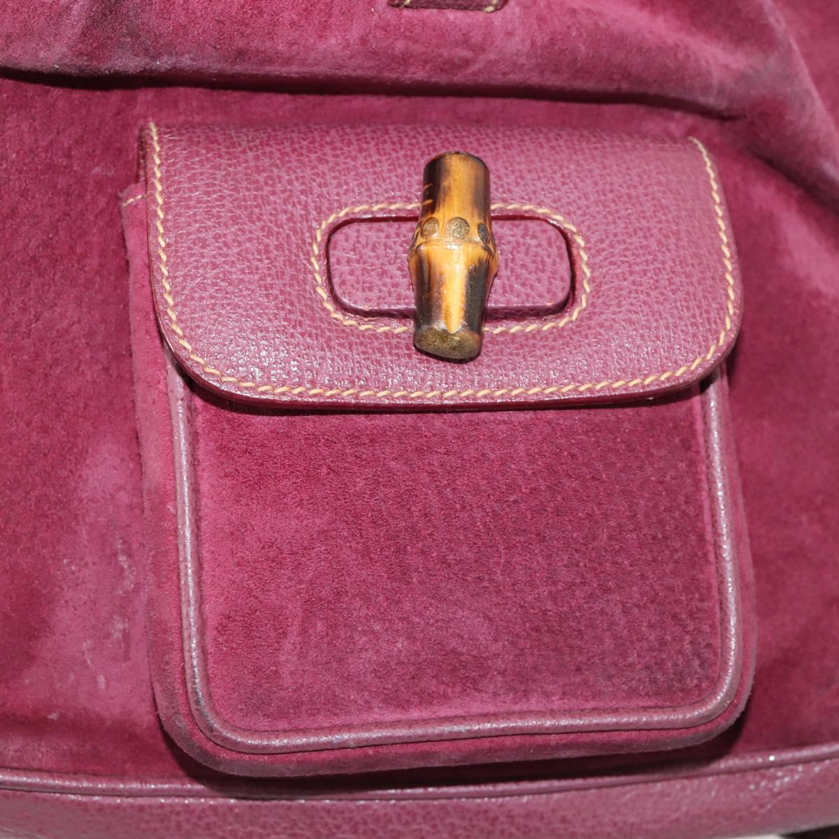GUCCI Bamboo Backpack Suede Purple Gold 003 1705 0030 Auth BA10642
