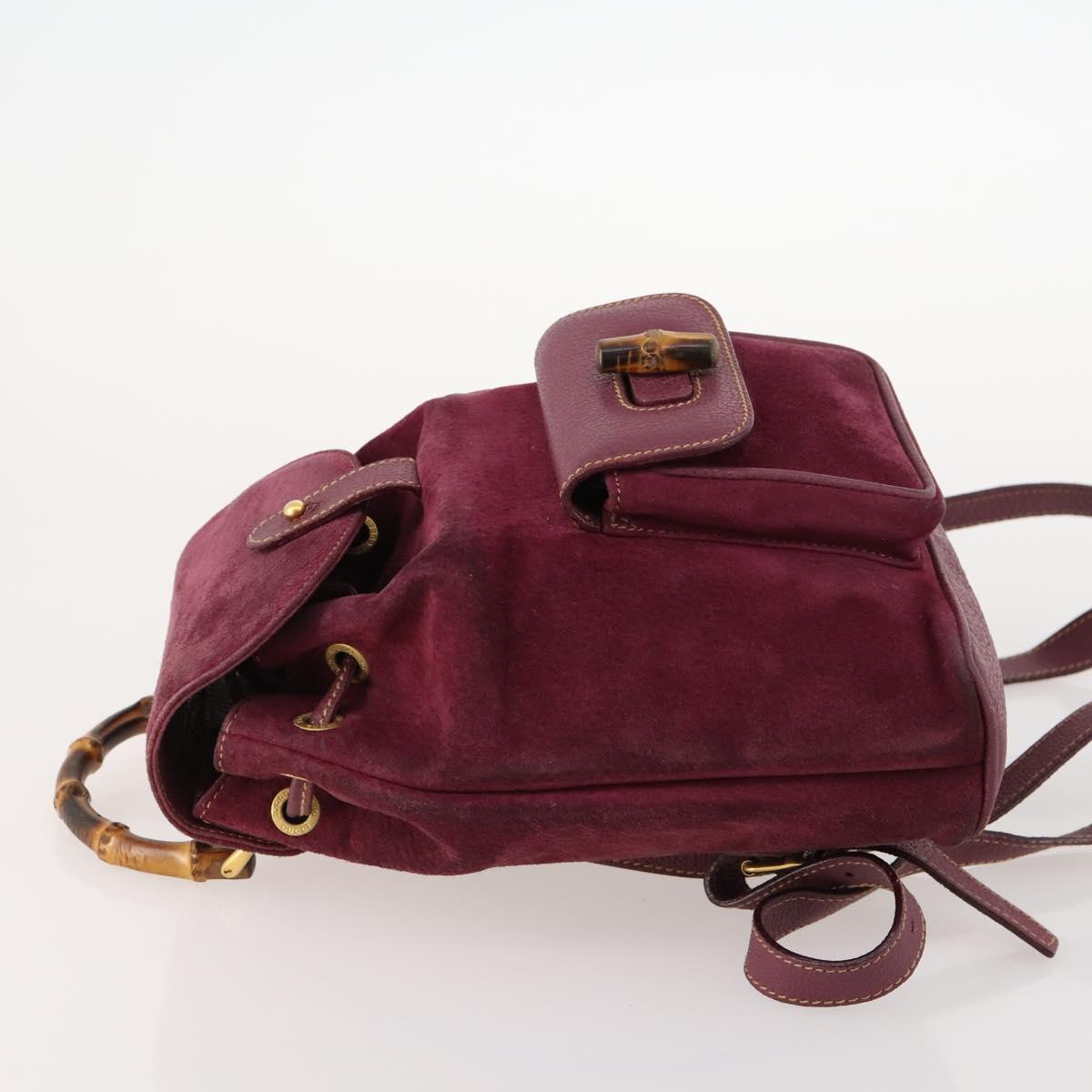 GUCCI Bamboo Backpack Suede Purple Gold 003 1705 0030 Auth BA10642