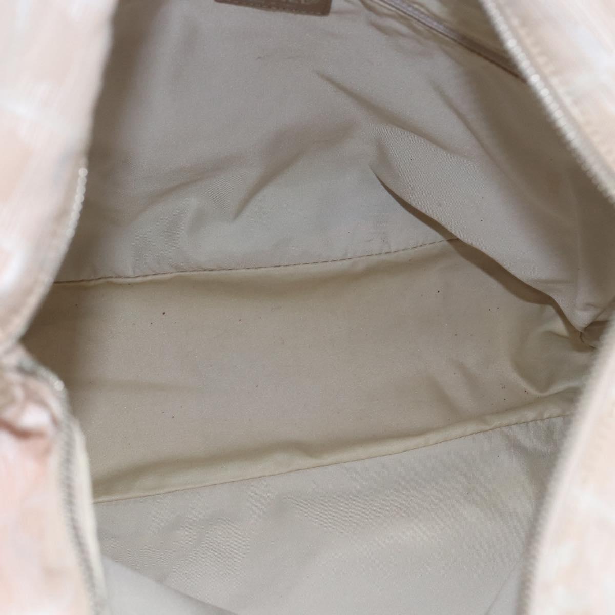 CHANEL New Travel Line Tote Bag Nylon Beige Silver CC Auth BA10644