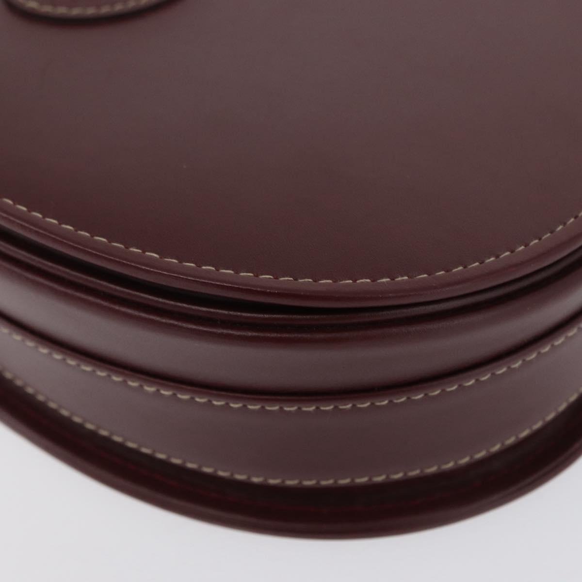CARTIER Must Line Shoulder Bag Leather Bordeaux Gold Auth BA10646