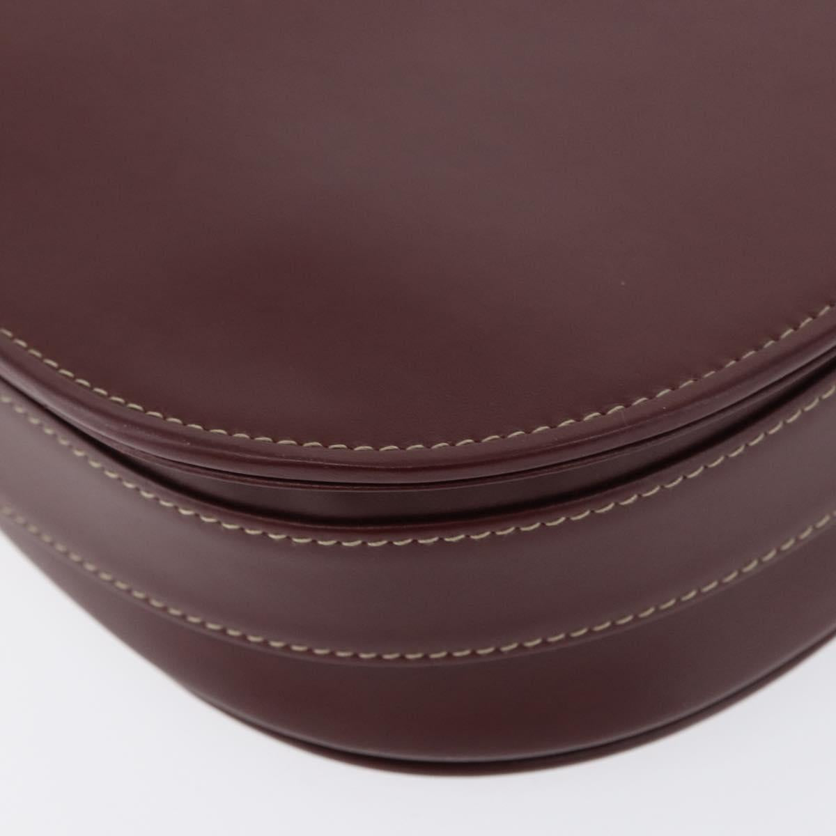 CARTIER Must Line Shoulder Bag Leather Bordeaux Gold Auth BA10646