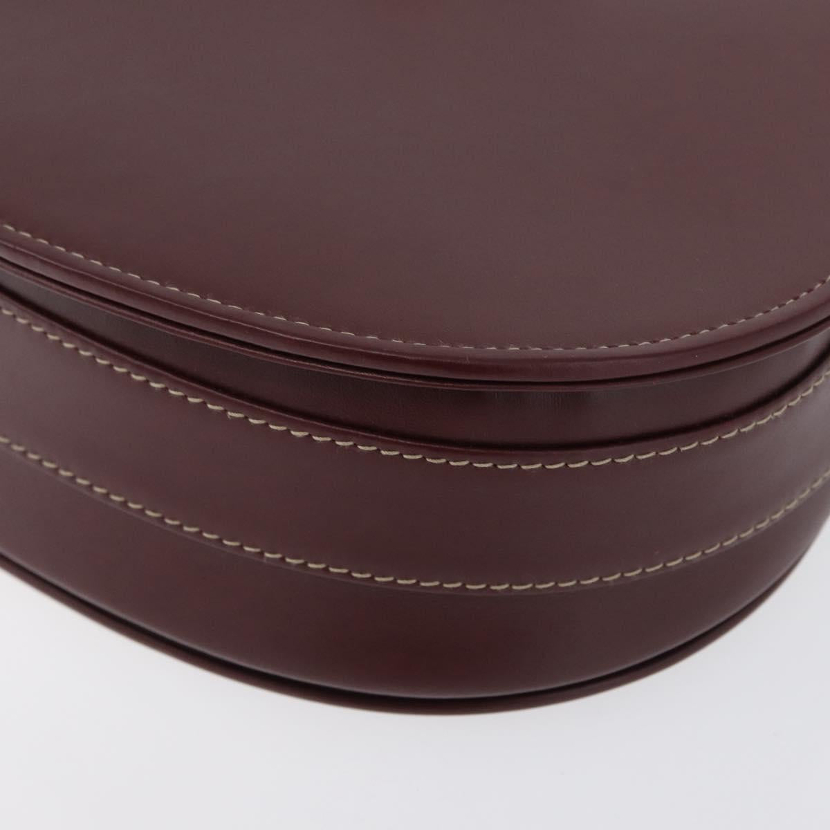 CARTIER Must Line Shoulder Bag Leather Bordeaux Gold Auth BA10646