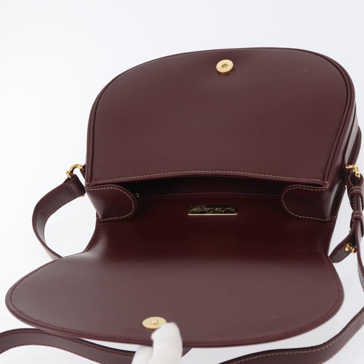 CARTIER Must Line Shoulder Bag Leather Bordeaux Gold Auth BA10646