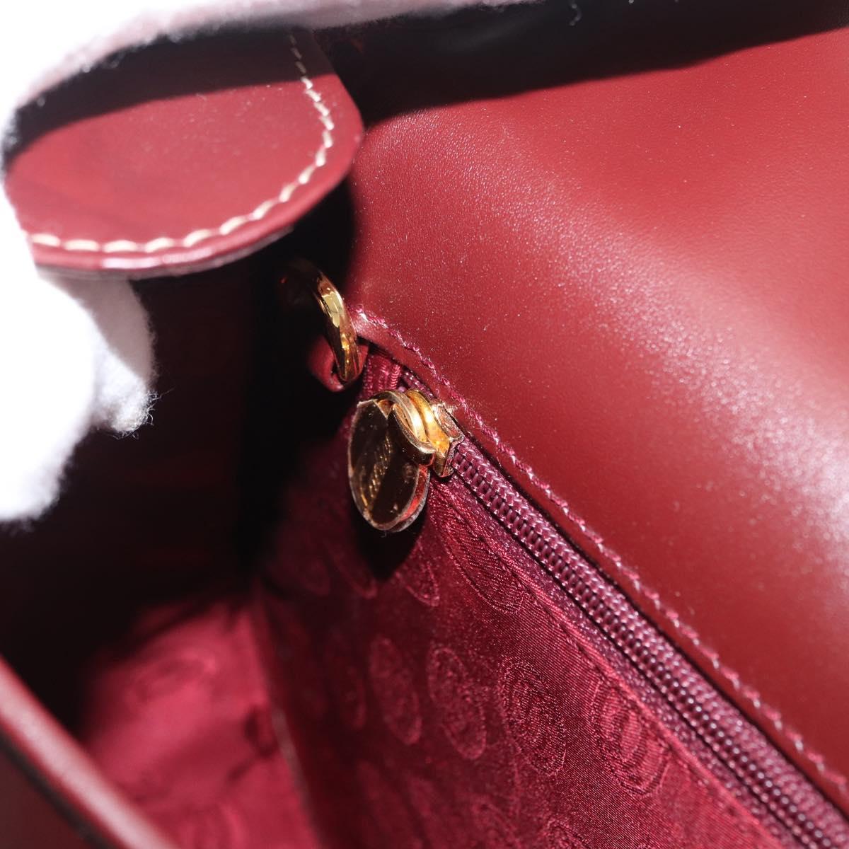 CARTIER Must Line Shoulder Bag Leather Bordeaux Gold Auth BA10646