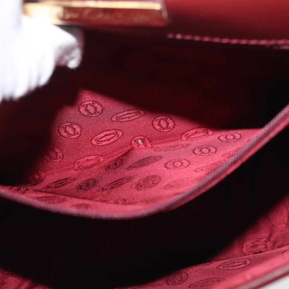 CARTIER Must Line Shoulder Bag Leather Bordeaux Gold Auth BA10646
