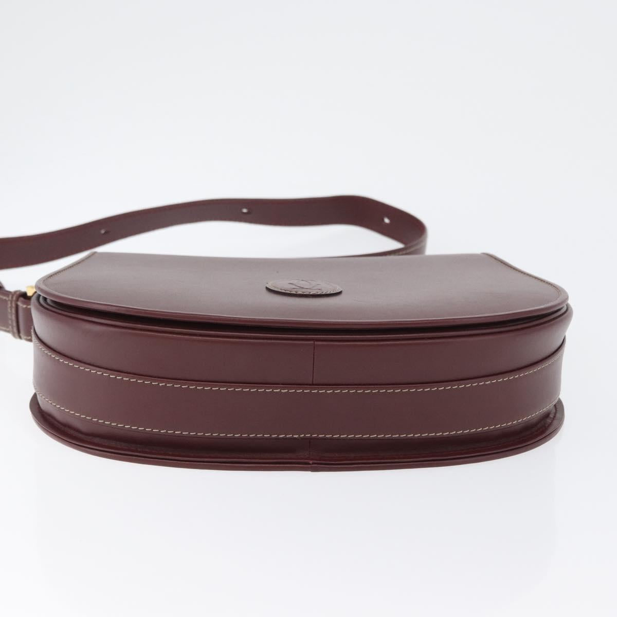 CARTIER Must Line Shoulder Bag Leather Bordeaux Gold Auth BA10646