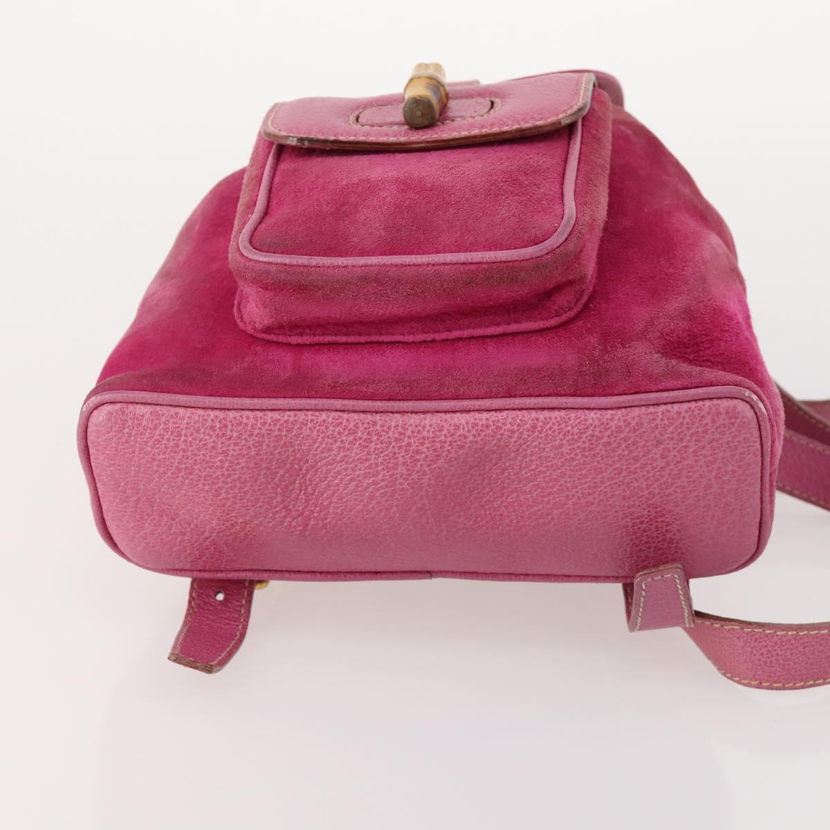 GUCCI Bamboo Backpack Suede Pink Gold 003 58 0030 Auth BA10647