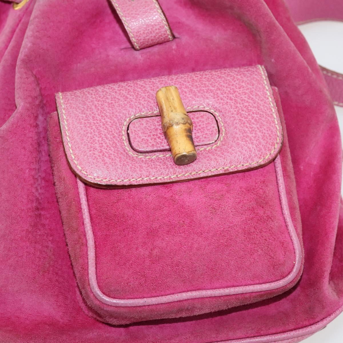 GUCCI Bamboo Backpack Suede Pink Gold 003 58 0030 Auth BA10647