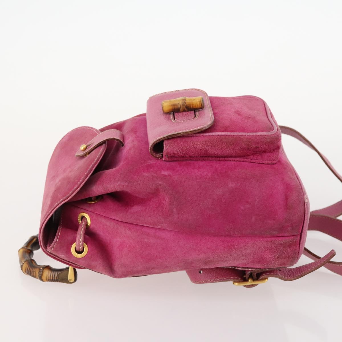 GUCCI Bamboo Backpack Suede Pink Gold 003 58 0030 Auth BA10647