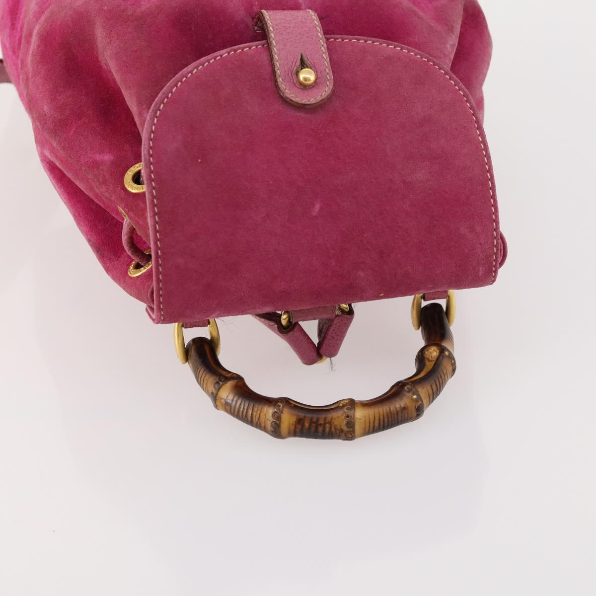 GUCCI Bamboo Backpack Suede Pink Gold 003 58 0030 Auth BA10647