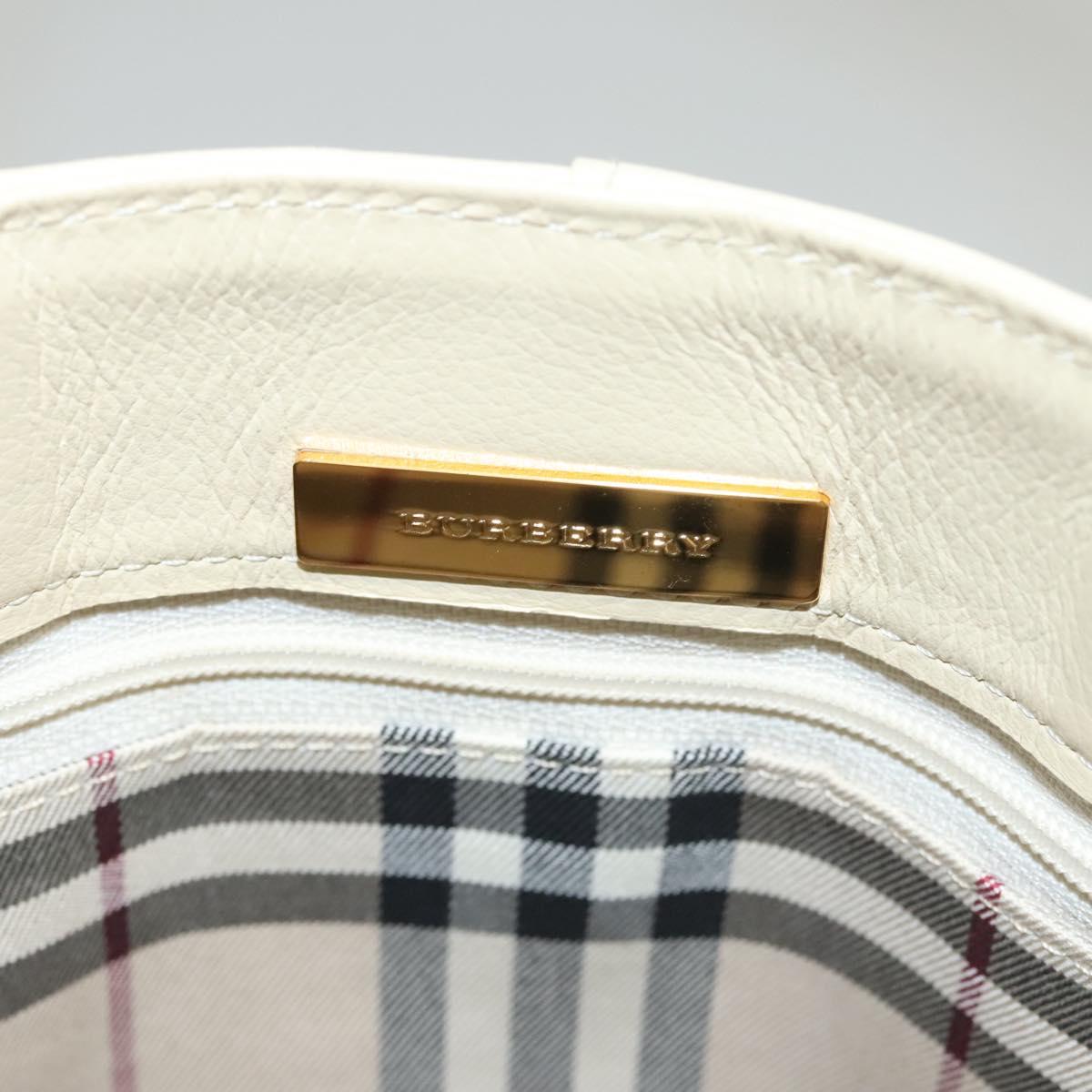 BURBERRY Hand Bag Leather Beige Gold Auth BA1065