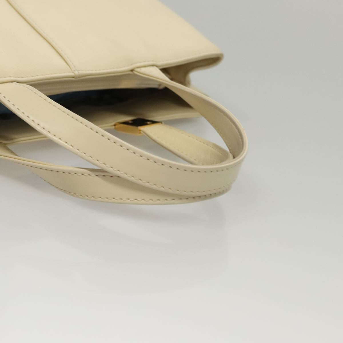 BURBERRY Hand Bag Leather Beige Gold Auth BA1065