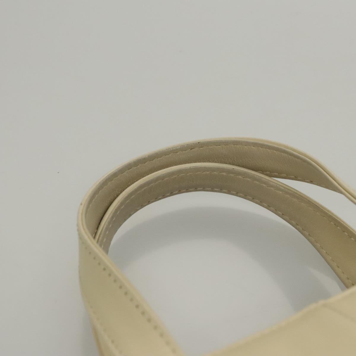 BURBERRY Hand Bag Leather Beige Gold Auth BA1065