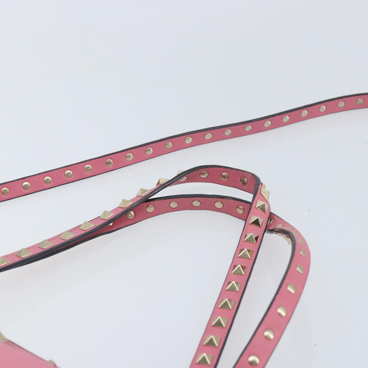 VALENTINO Studs Tote Bag Leather 2way Pink Gold Auth BA10650