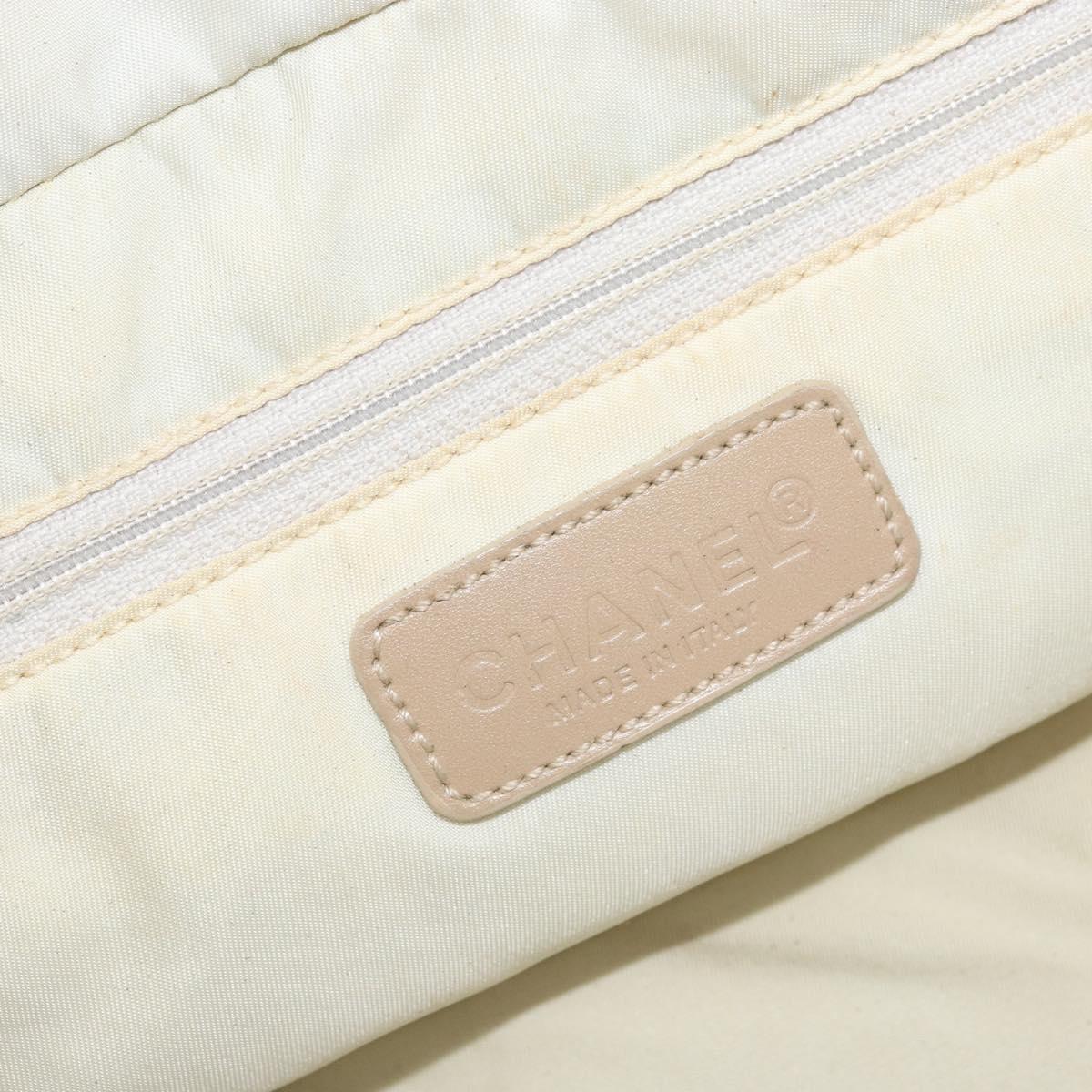 CHANEL New Travel Line Hand Bag Nylon Beige Gold CC Auth BA10651
