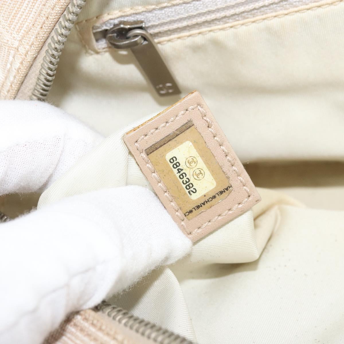 CHANEL New Travel Line Hand Bag Nylon Beige Gold CC Auth BA10651